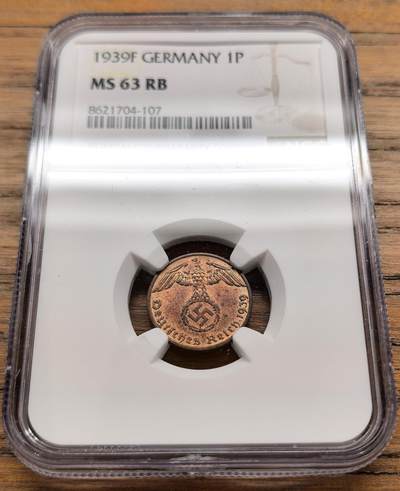 凡希社世界钱币微拍第三百二十二期 - 1939F德国1芬尼铜币NGC-MS63