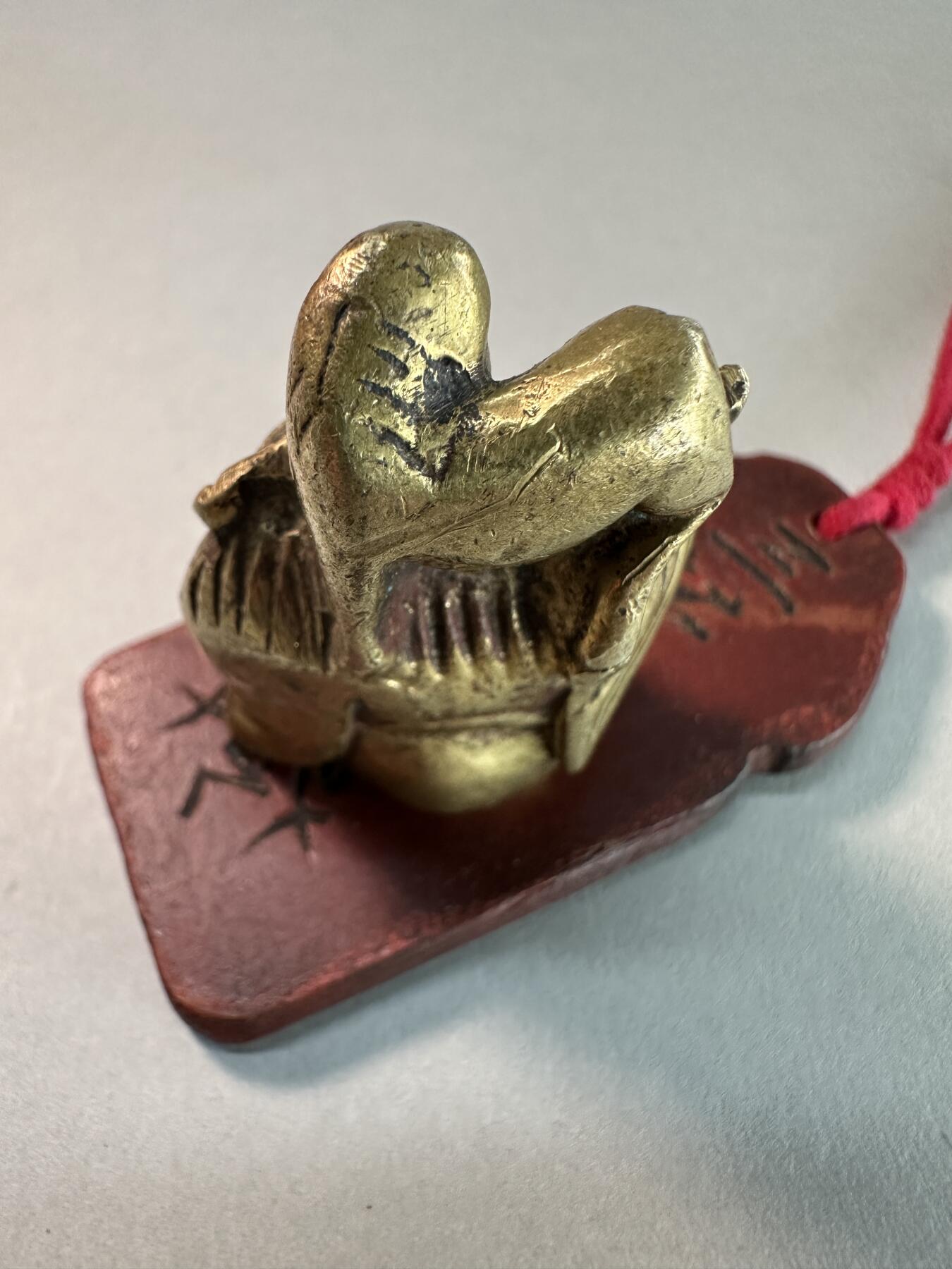 民国至建国初实心老黄铜刘海戏金蟾造像挂坠 传世良美品 包老保真 吉祥招财