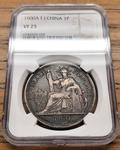 凡希社世界钱币微拍第三百二十二期 - 1900A法属印度支那皮亚斯特大银NGC-VF25