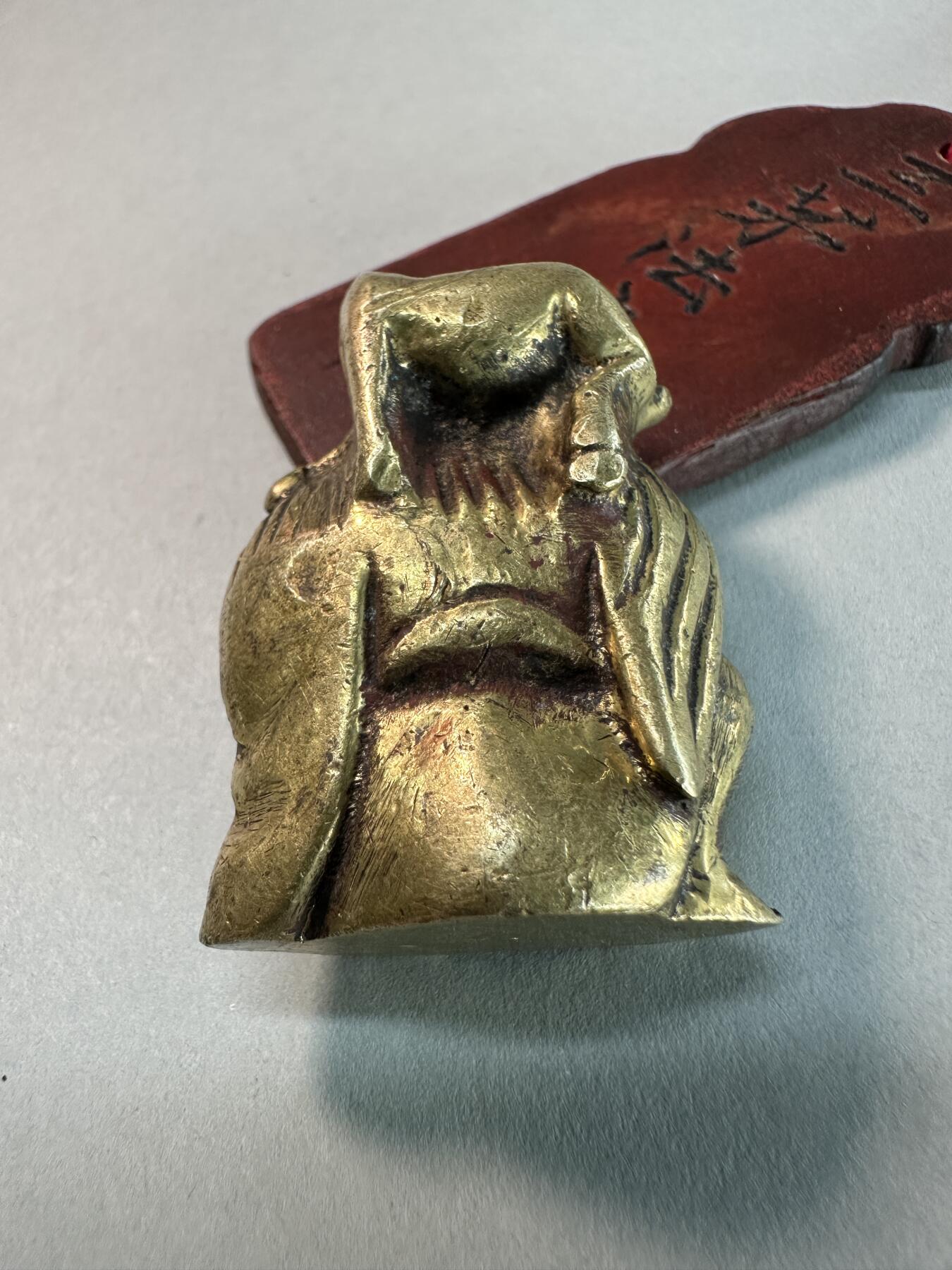 民国至建国初实心老黄铜刘海戏金蟾造像挂坠 传世良美品 包老保真 吉祥招财