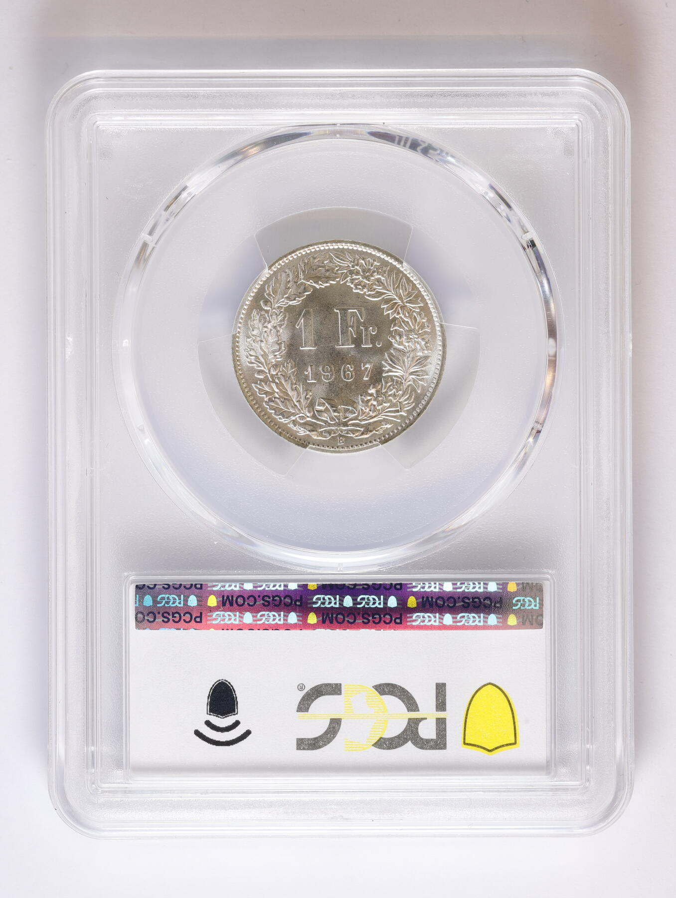 观钱 近现代机制币拍卖No.008（全场顺丰包邮，不区分偏远地区）  1967 年 瑞士 1 法郎“海尔维蒂亚女神”银币  PCGS MS67  “小币高分” 热门