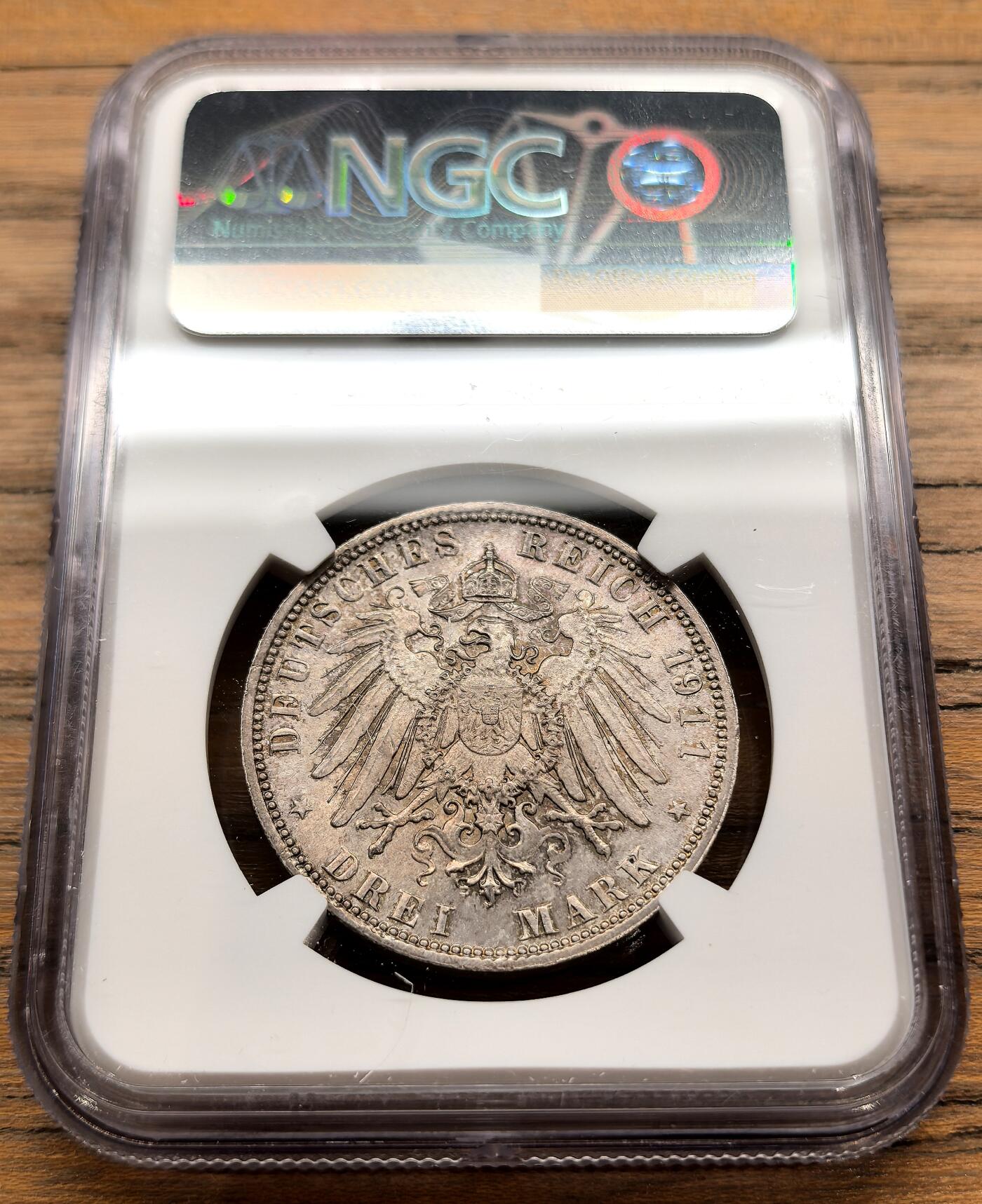 凡希社世界钱币微拍第三百二十二期 1911D德国巴伐利亚3马克纪念银币NGC-MS64