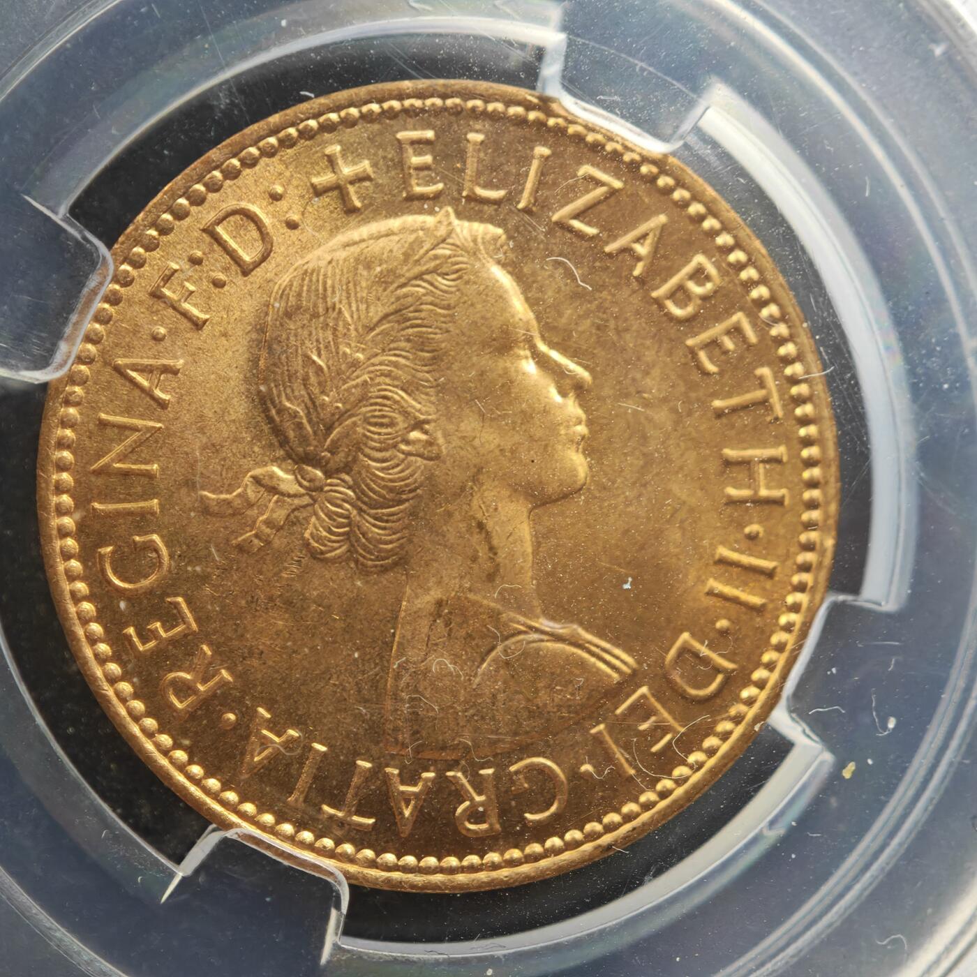 4月11日结束，成斌徽章钱币专场 众诚评级 英国1/2便士铜币 卷拆品