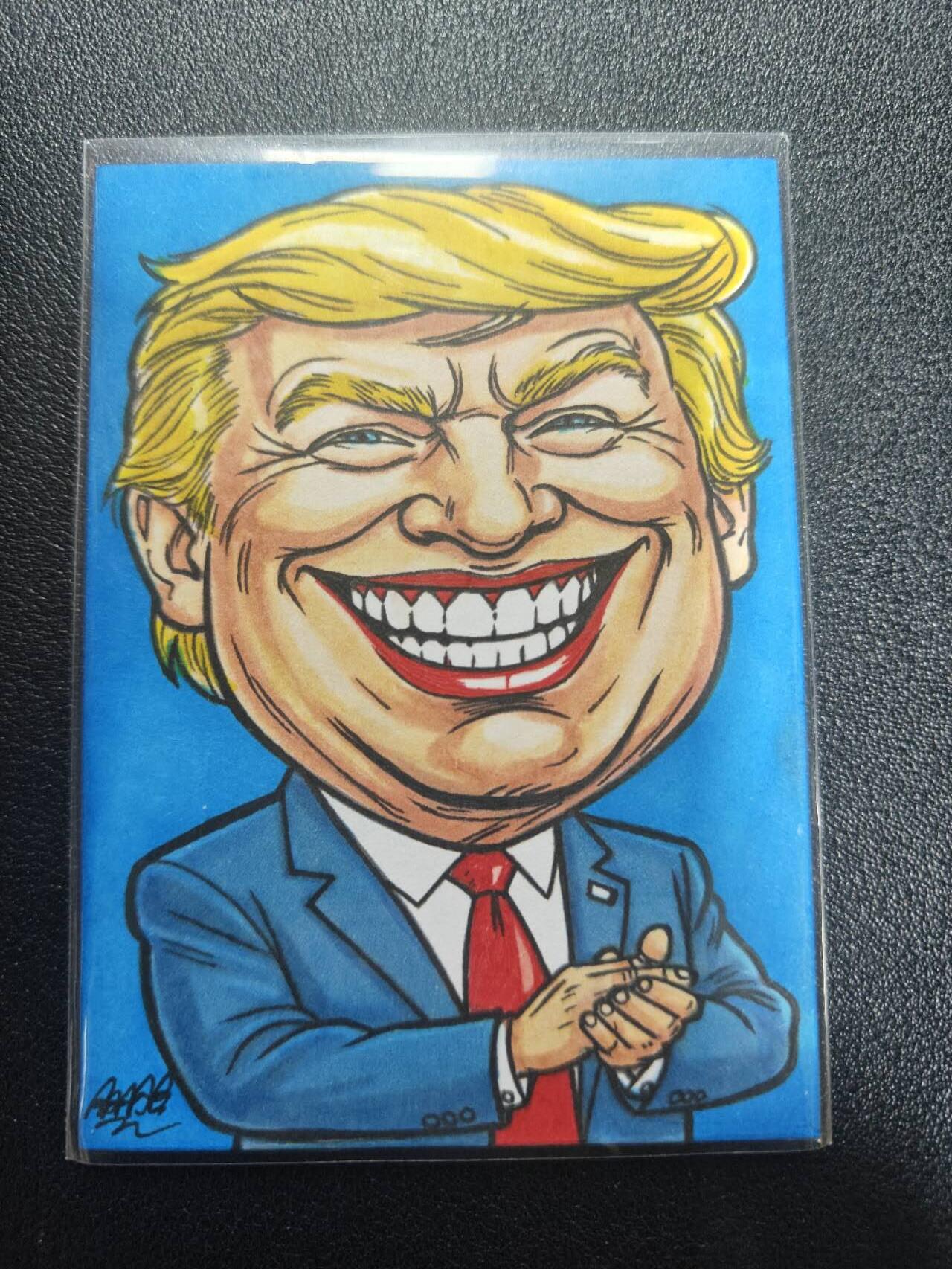 天玑星卡拍第187期《4.16周四截拍》持续收拍收评中 满赠卡需备注 【手绘卡】川普 手绘卡