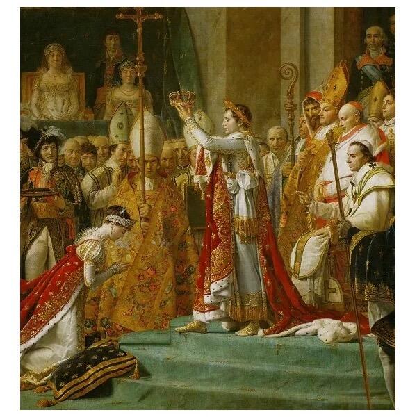 【艺术】法国艺术大章 拿破仑加冕大典+帝王鹰 高浮雕精制彩色超大镀金章 70MM 121克