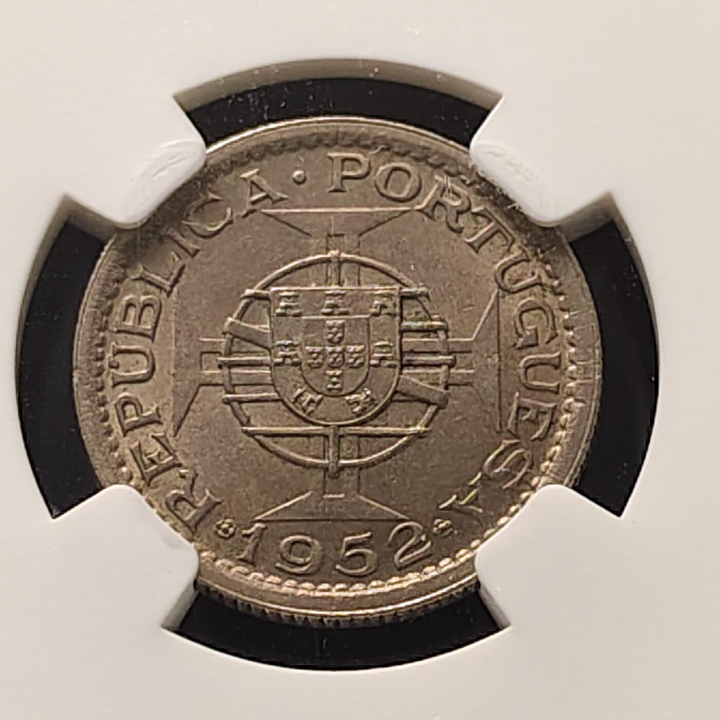【全场包邮】纯粹捡漏拍521场 葡属澳门1952年首版5毫-NGC MS64