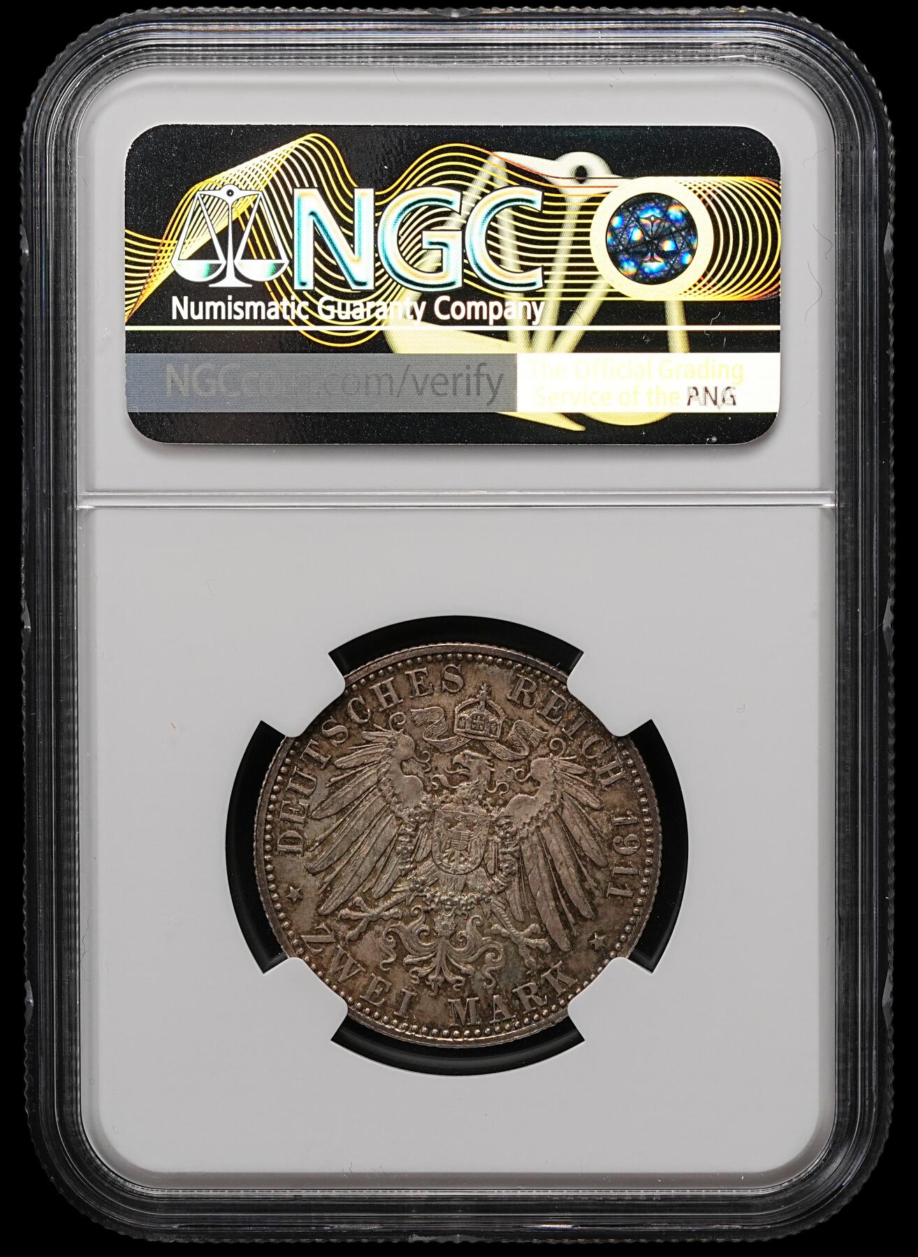 修遠堂世界钱币第111期 NGC MS64 1911年巴伐利亚摄政王90大寿纪念2马克银币