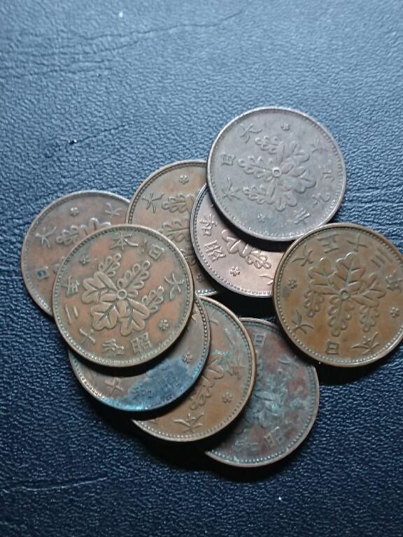 松南世界钱币——260409 日本大正昭和年号桐叶一钱1钱铜币10枚1