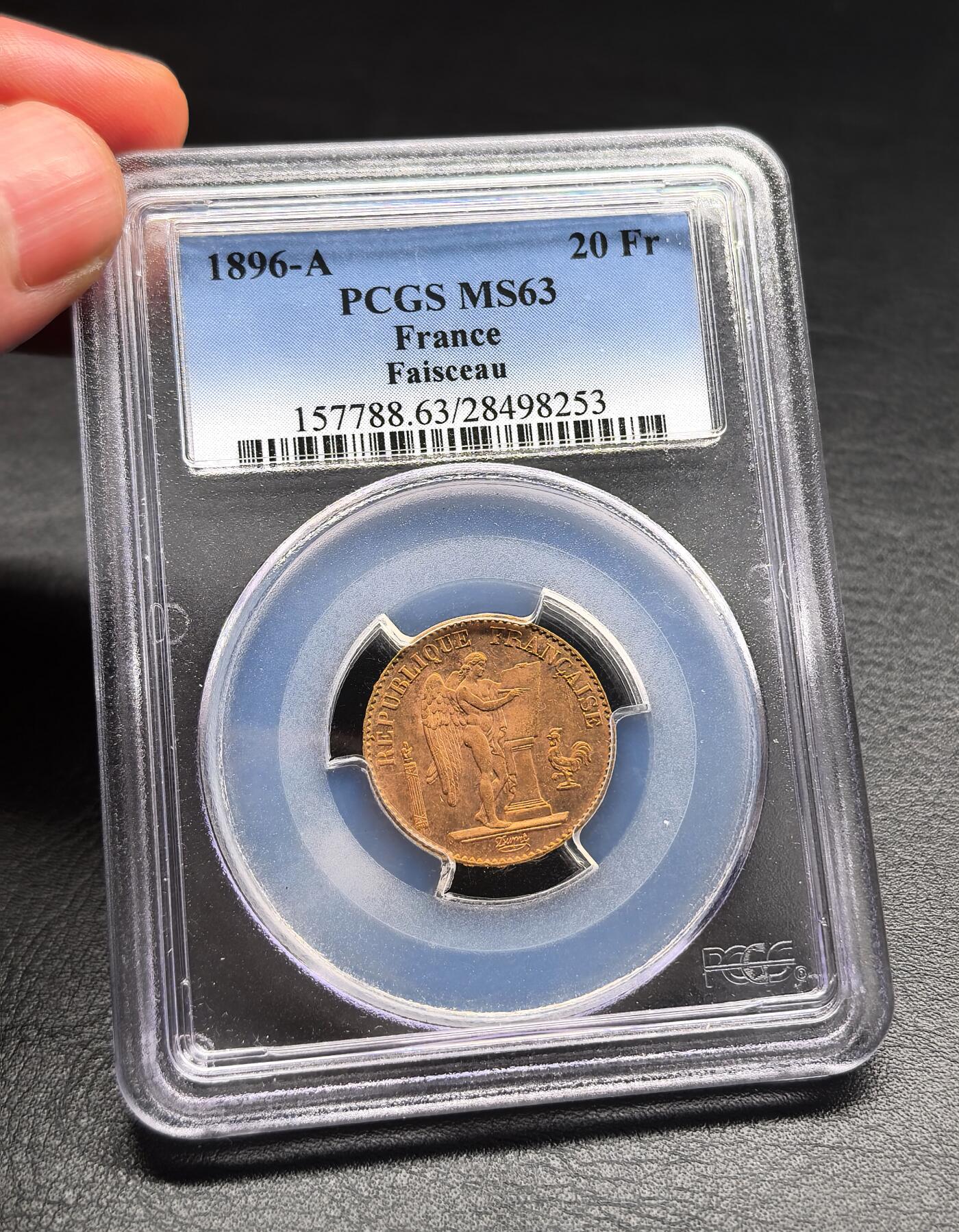凡希社世界钱币微拍第三百二十二期 1896A法国天使20法郎金币PCGS-MS63