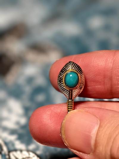 抚柳草堂-第二十八期章牌钱币  奖章勋章 满百包邮 放漏专场 银镶原矿绿松石羽毛卡子 925银镶嵌 高瓷高兰绿松石 支持国检 高端文玩定制款尾货放漏