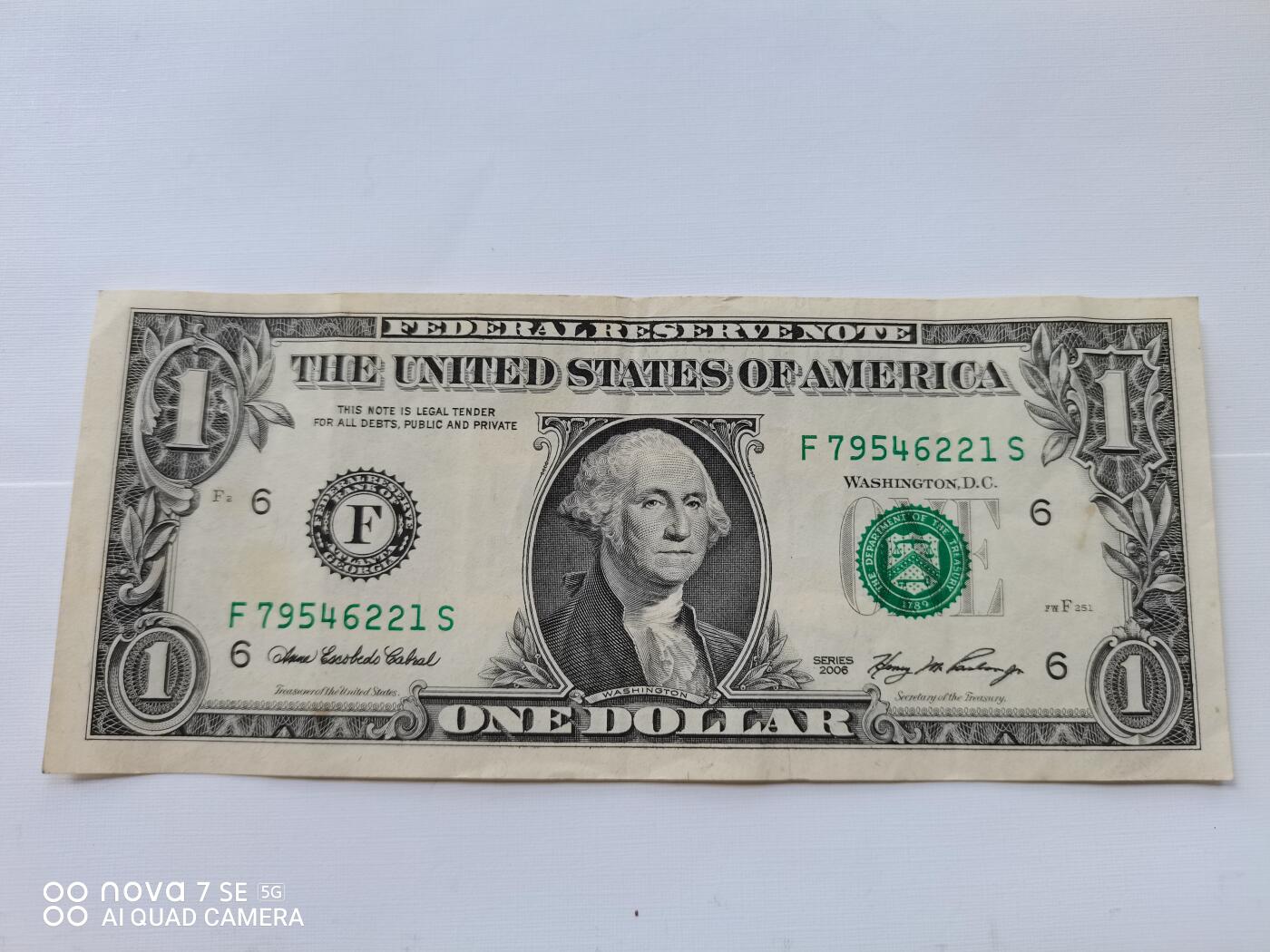 纸币 美国壹圆