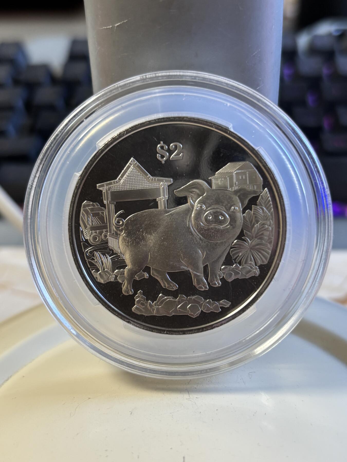 第196期拍卖 新加坡2019年十二生肖猪年铜镍纪念币带盒证书