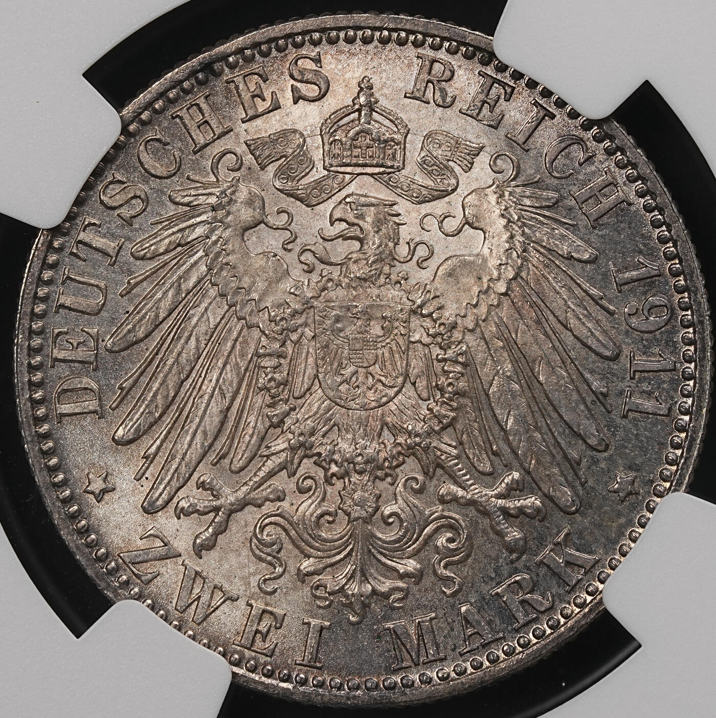 修遠堂世界钱币第111期 NGC MS64 1911年巴伐利亚摄政王90大寿纪念2马克银币