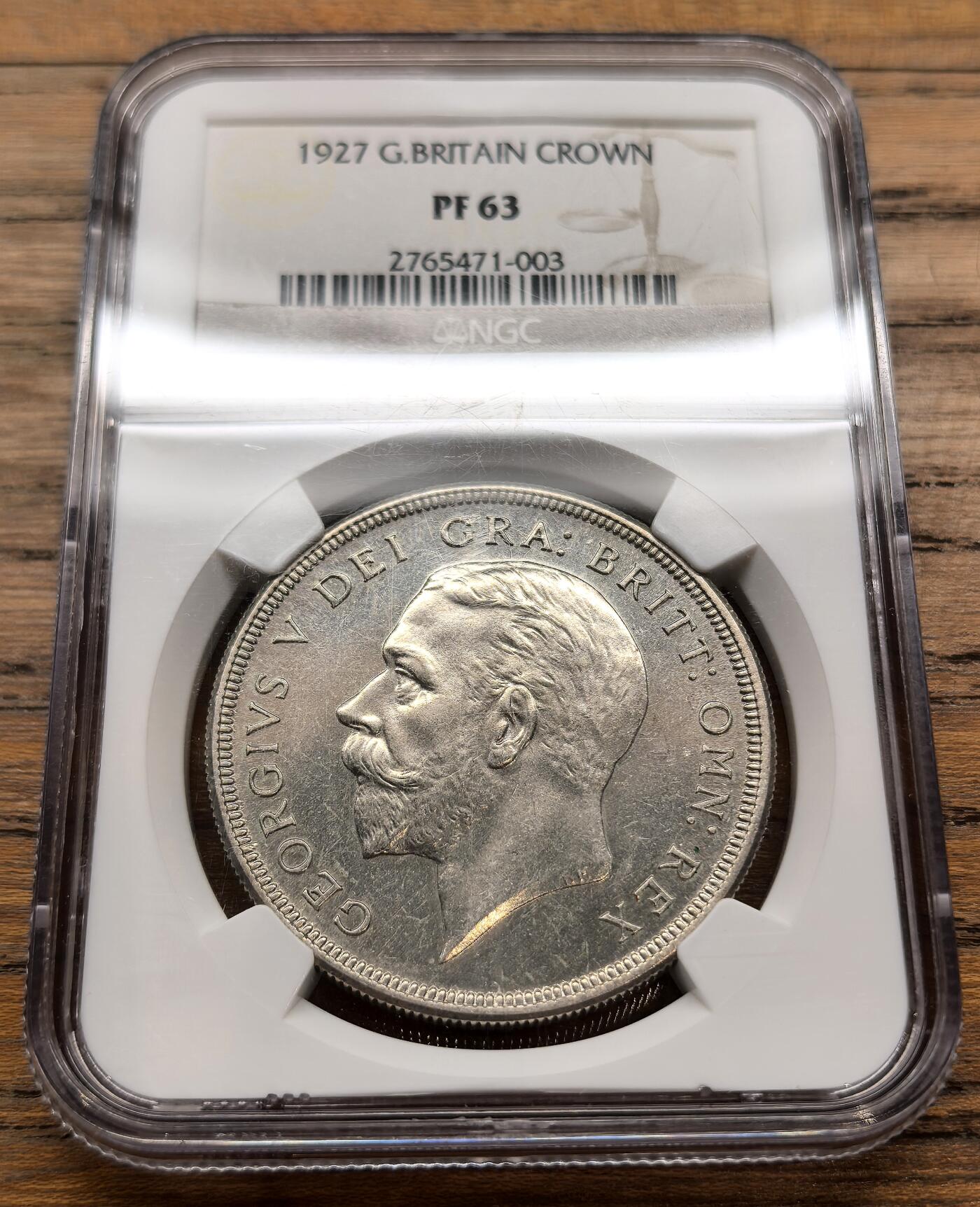 凡希社世界钱币微拍第三百二十二期 1927英国乔五花冠克朗大银精铸NGC-PF63