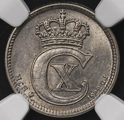 修遠堂世界钱币第111期 - NGC MS65 1922年丹麦10欧尔，特年