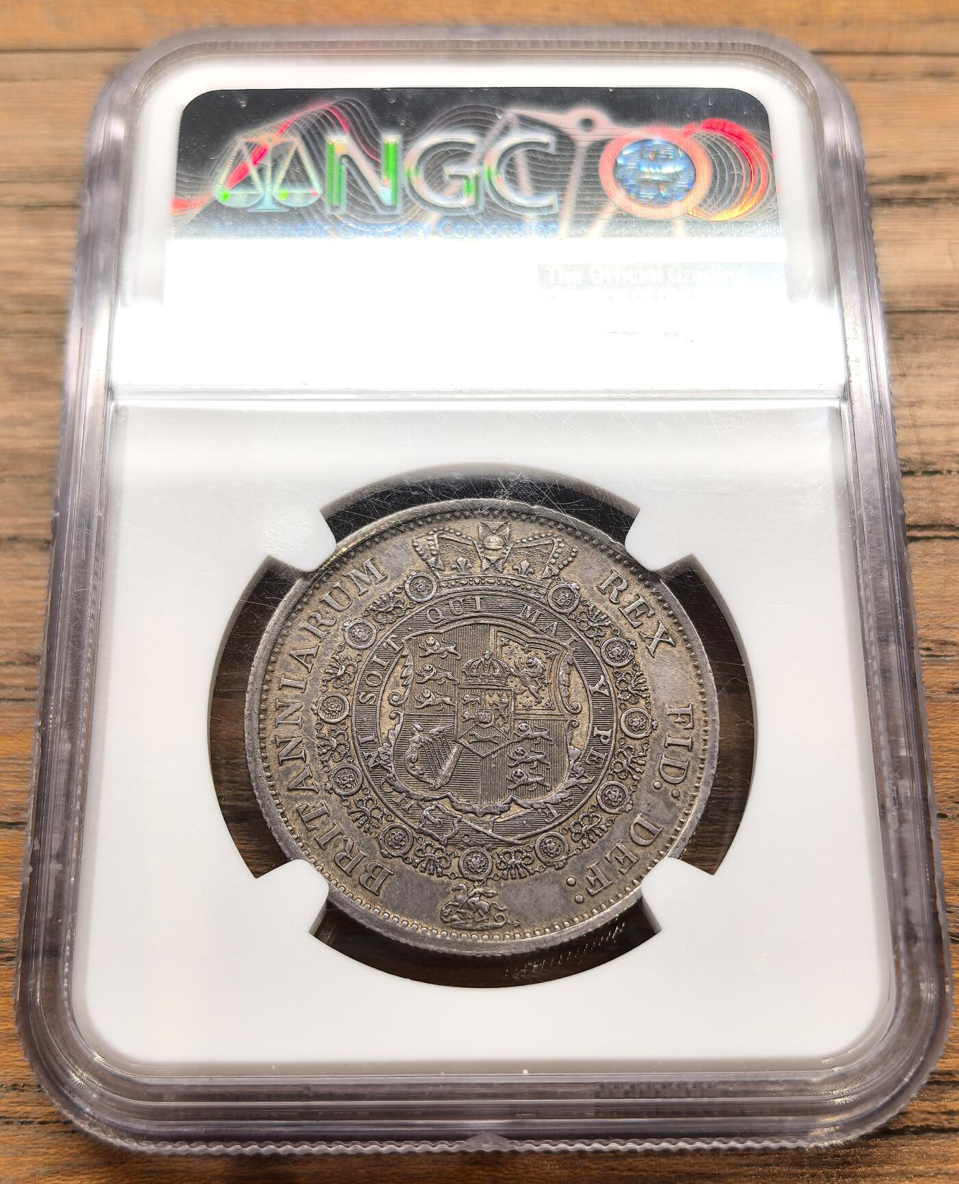 凡希社世界钱币微拍第三百二十二期 1817英国乔三牛头半克朗NGC-AUD