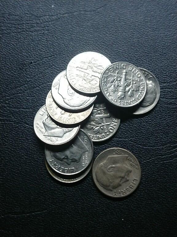 松南世界钱币——260409 美国10美分镍币10枚1