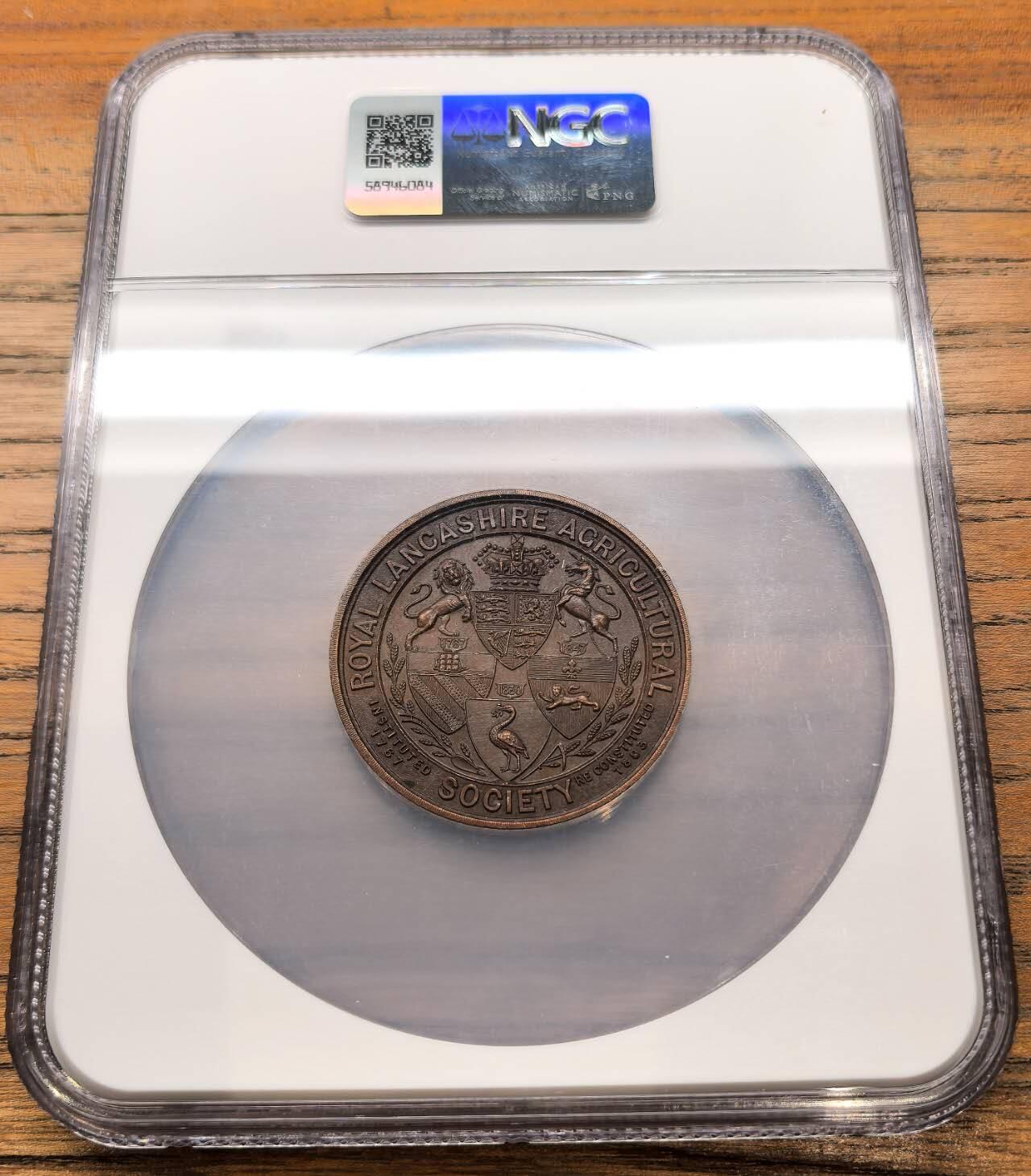 凡希社世界钱币微拍第三百二十二期 1922英国皇家兰开夏郡农业协会纪念铜章NGC-MS63