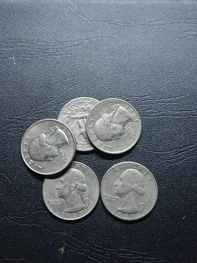 松南世界钱币——260409 - 美国25美分1/4美元镍币5枚3
