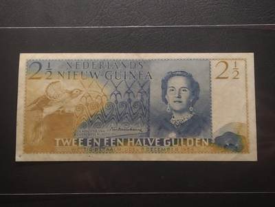 2026四月第二期，总第223期 - 荷属新几内亚（现新几内亚岛的一部分）1954版2.5盾AUNC，极其稀有的地区纸币，朱丽安娜女王，新几内亚此时期发行的纸币几乎难得一见