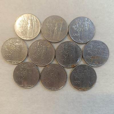 君烨收藏 0元起拍 散币场 每天一场 可留存 第24场 周日发货 - 17意大利100里拉10枚