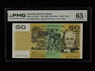 【礼羽收藏】🌏世界钱币拍卖第132期 - 澳大利亚 1994年50元 PMG65EPQ