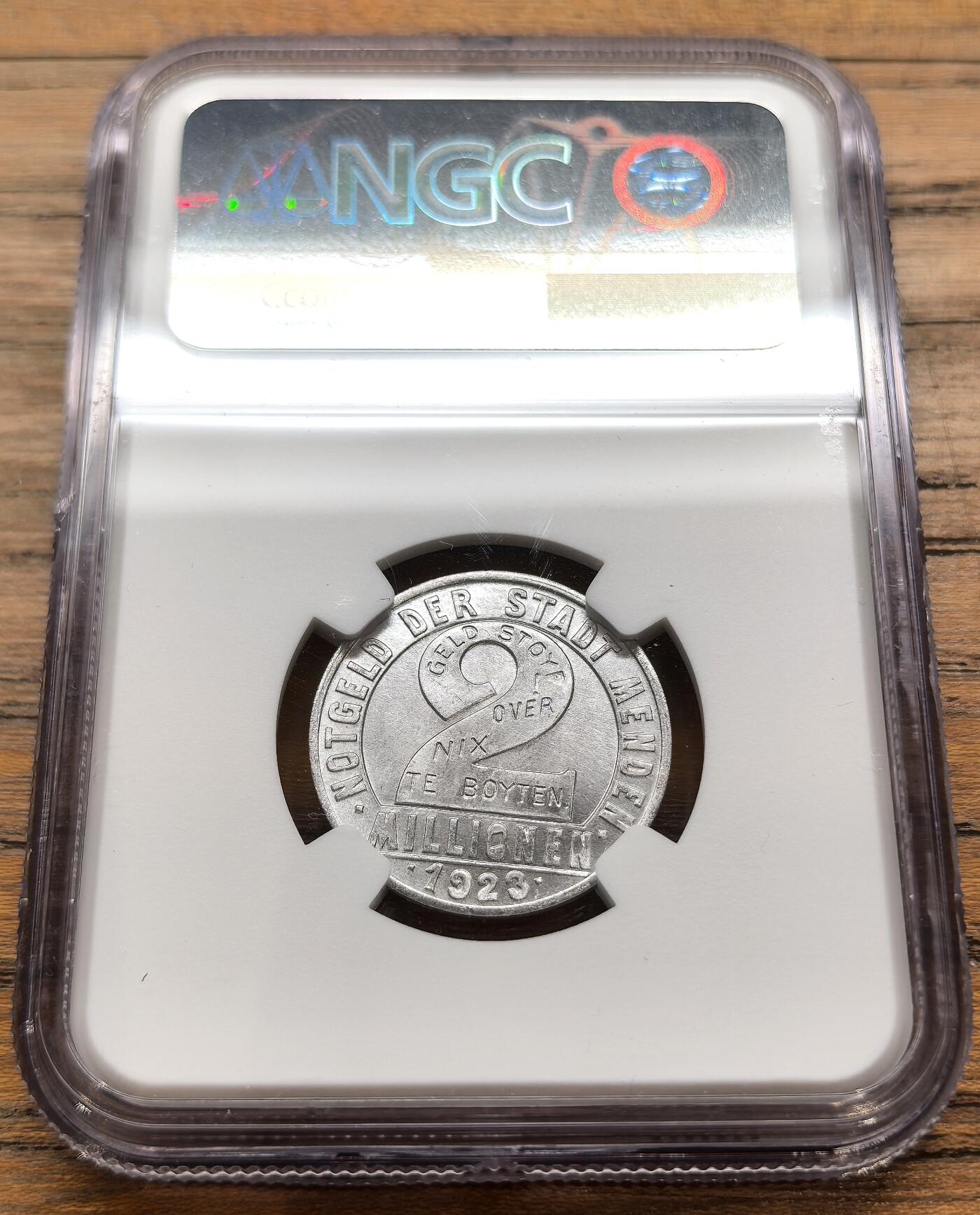 凡希社世界钱币微拍第三百二十二期 1923德紧门登2百万马克铝币NGC-MS64