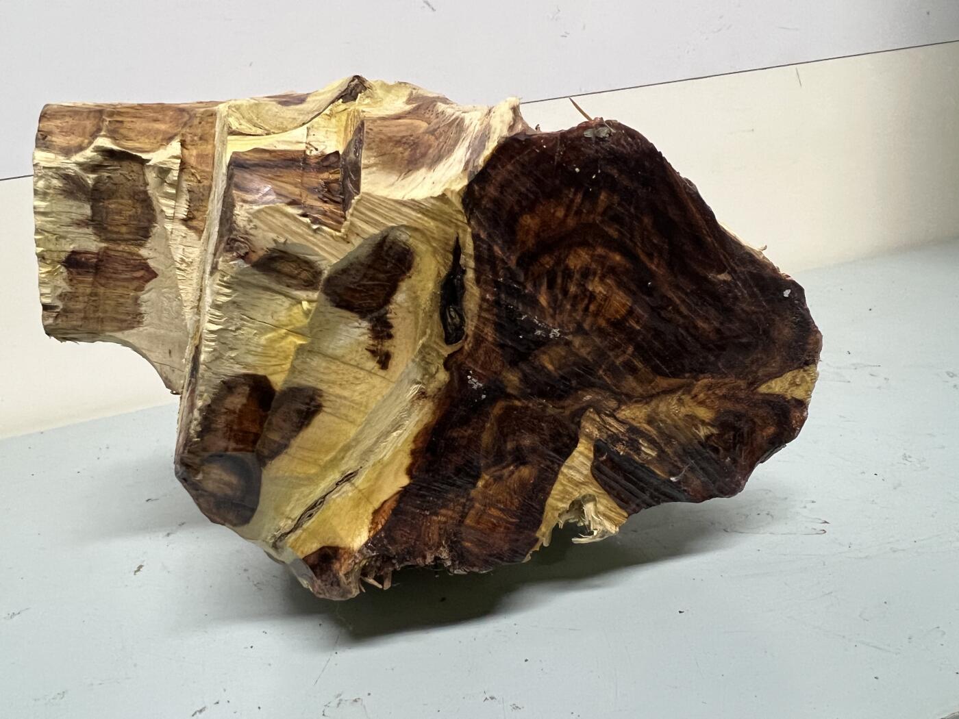 零元拍：  海南黄花梨紫梨大黑线树头，高油高密，重约4.6近。尺寸约90/260/145MM