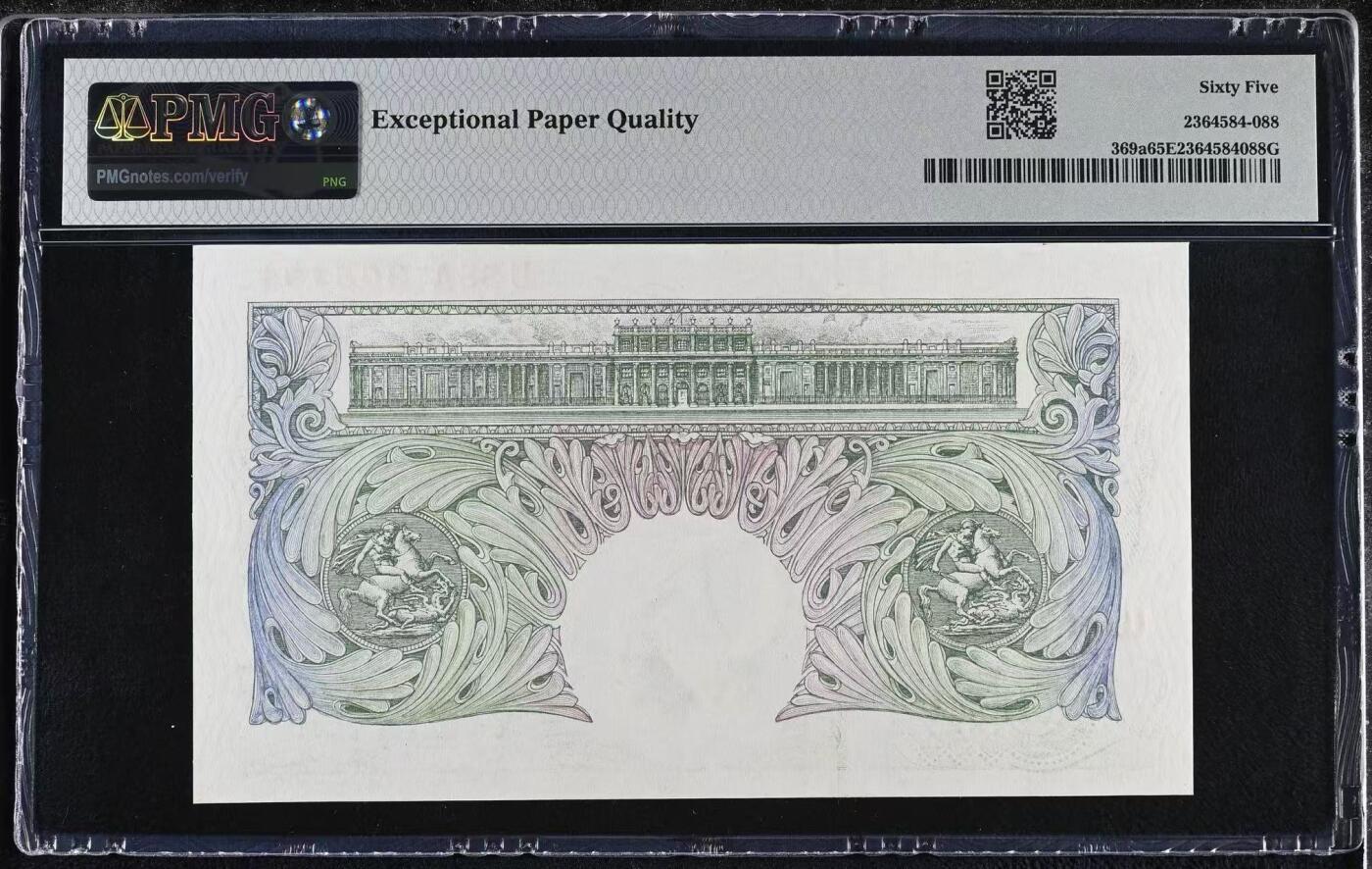 【礼羽收藏】🌏世界钱币拍卖第132期 1948-1949英国A序列1镑，PMG65分，战时签名，号码无47