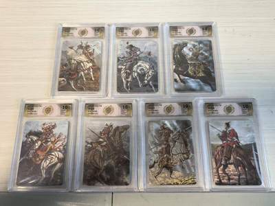 卡牌限时032期专场（18号晚20点截拍） - 燎原水浒之华夏系列，杨家将七郎八虎。CCG10分和CCG10*套。顶级藏品。折光工艺，黄子鉴亲签版，评级卡，2024焱卡文化，黄子鉴签名，其中杨延安为唯一10星，杨艳辉仅三张10分数。真正的冠军套卡！（起拍价500元）