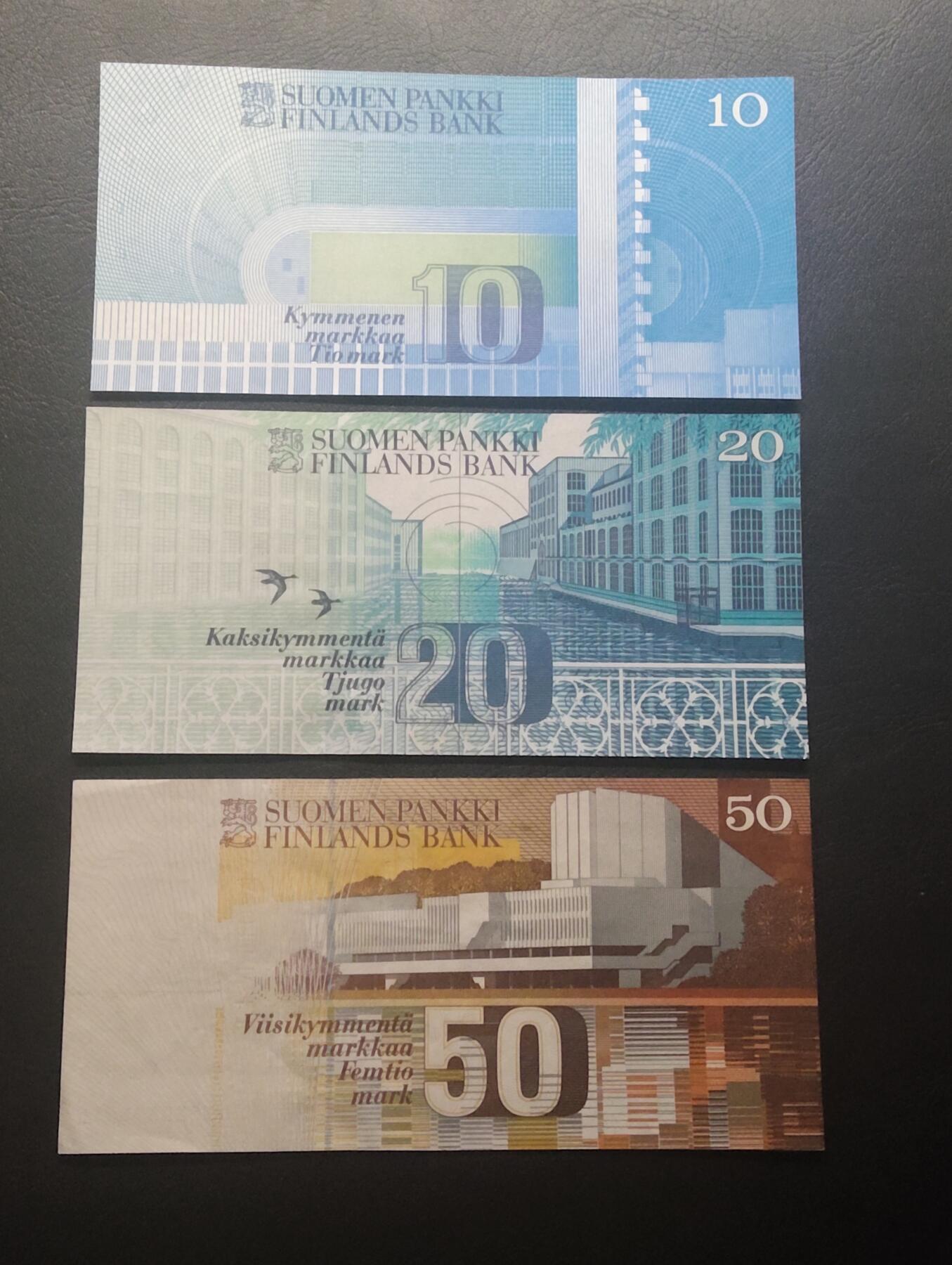 2026四月第二期，总第223期 芬兰倒一版10+20+50马克UNC-/UNC·