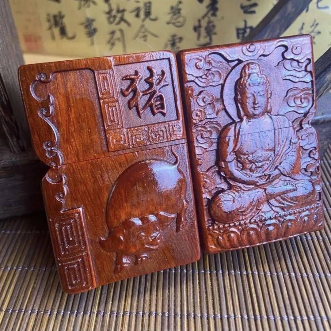 小叶紫檀十二生肖守护神煤油打火机（任选一种）