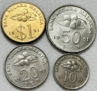 文馨钱币收藏第 299 场，长期接代拍业务 - 原光好品 1991 年马来西亚民俗版清年份 4 枚套