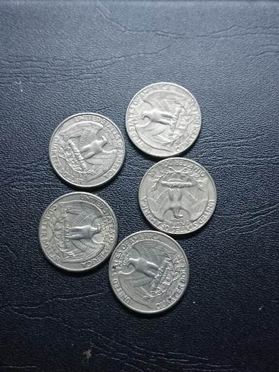 松南世界钱币——260409 - 美国25美分1/4美元镍币5枚4