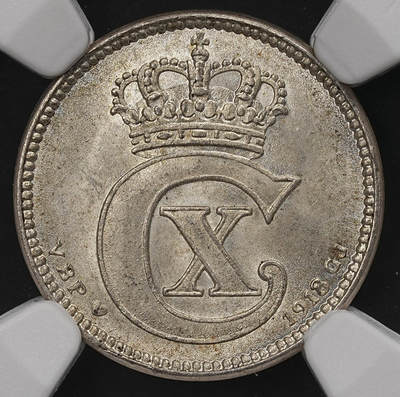 修遠堂世界钱币第111期 - NGC MS66 1918年丹麦25欧尔银币