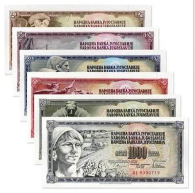 全新 南斯拉夫10.20.50.100.500.1000第纳尔6张张整套币 老版钞保真 - 全新 南斯拉夫10.20.50.100.500.1000第纳尔6张张整套币 老版钞保真