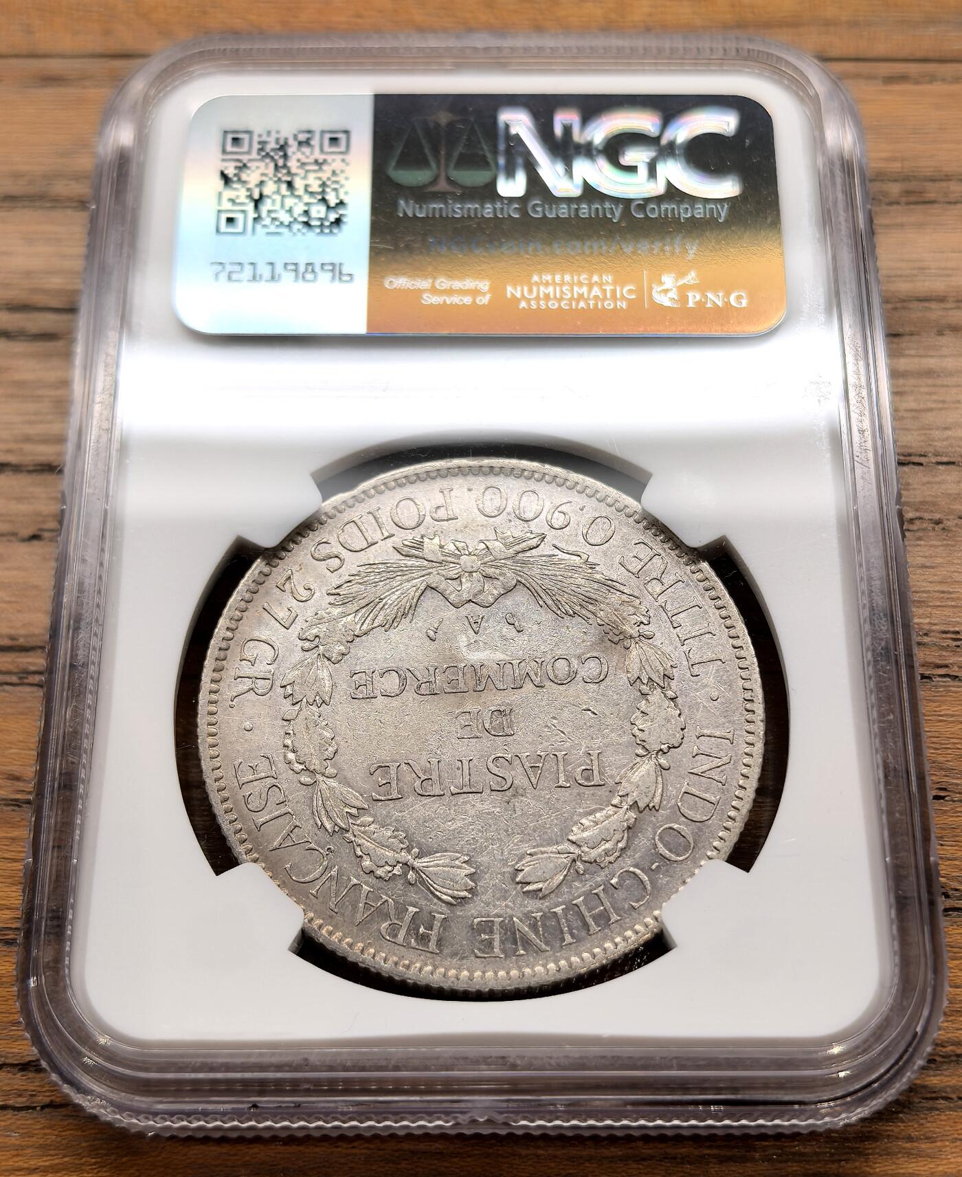 凡希社世界钱币微拍第三百二十二期 1907A法属印度支那皮亚斯特大银NGC-XFD