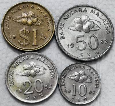 文馨钱币收藏第 299 场，长期接代拍业务 - 好品 1992 年马来西亚民俗版清年份 4 枚年份
