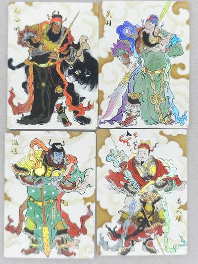 龙虎卡牌-八二场（满200元包邮，无佣金，每周六结拍，欢迎送拍） - 彩闪4张  韵卡文化 梦韵西游 王不亮 - 赵公明&关羽&温琼&马灵耀