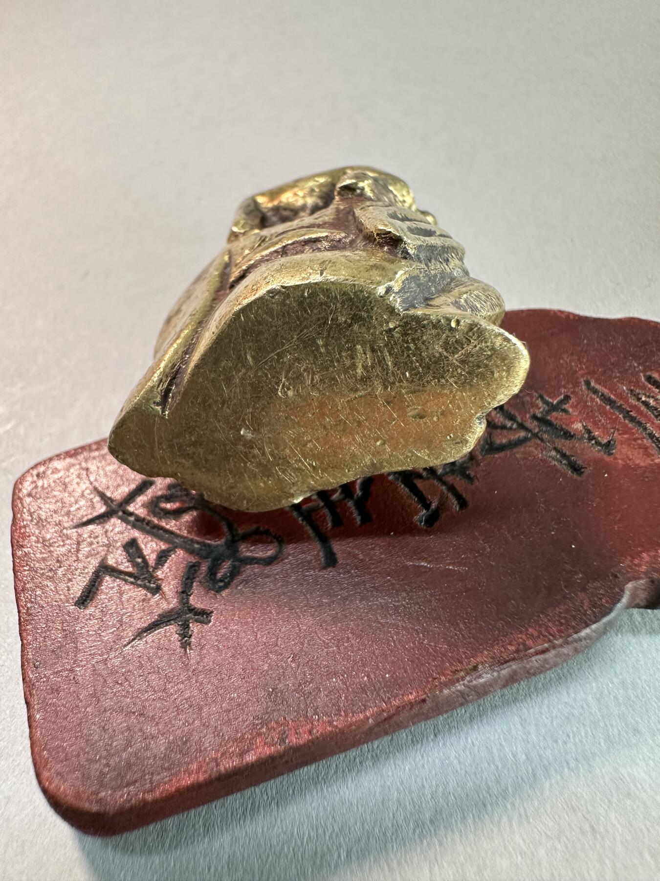 民国至建国初实心老黄铜刘海戏金蟾造像挂坠 传世良美品 包老保真 吉祥招财