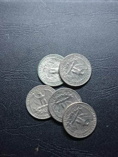 松南世界钱币——260409 - 美国25美分1/4美元镍币5枚5