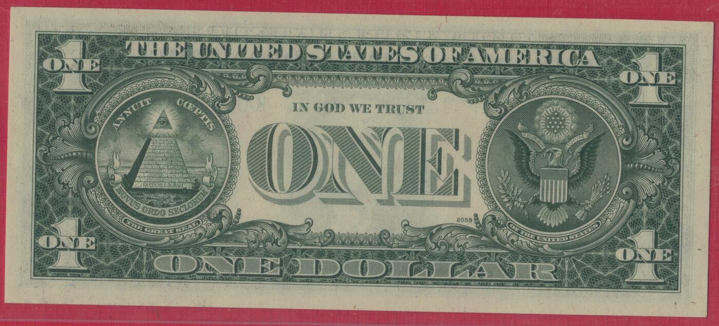 美国1974年1元(圆) 星号补号券(☆号补号券) 朦胧号(无3457) 实物图 UNC