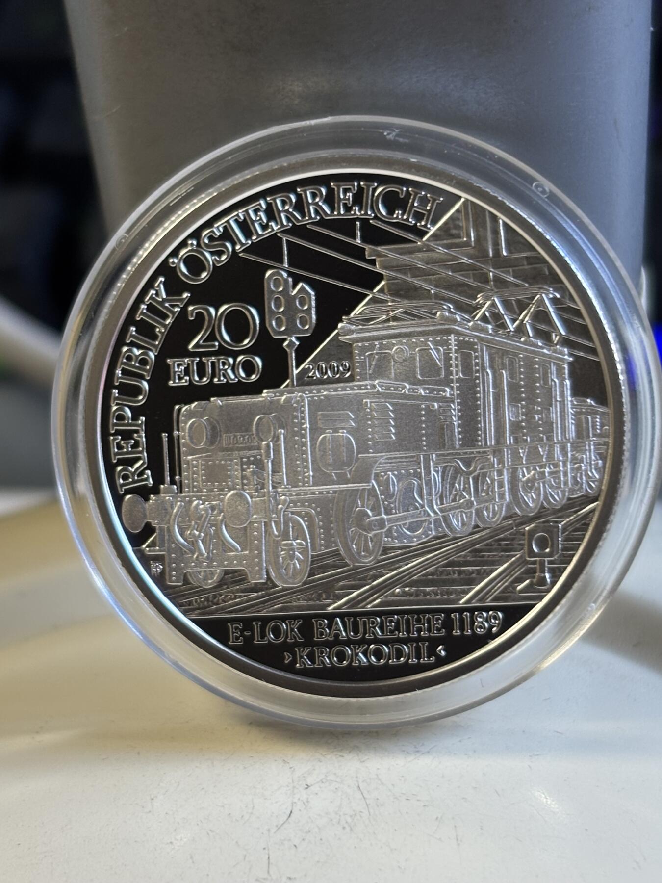 第197期拍卖 奥地利2009年铁路系列5电气化铁路精制纪念银币，900银，18克，发行50000枚