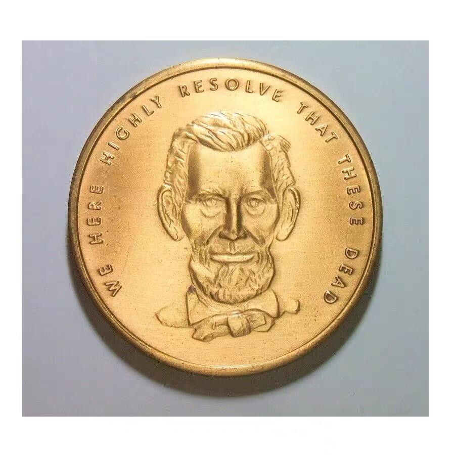 【旋风钱币】4月18日19:00准时开拍 精美欧洲币章、银币银章、第三帝国钱币等 全场包邮！ 美国纪念林肯总统葛底斯堡战役 高浮雕精制大铜章 50MM