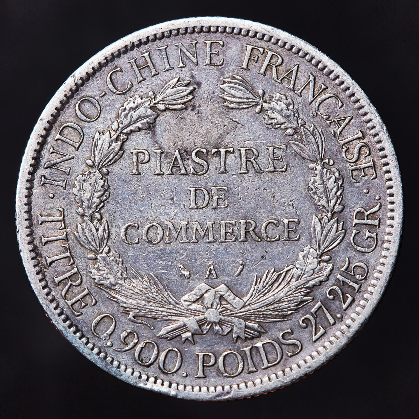 【俄甄集藏】满园春色-2026年(051)04-22星期三 晚 19:30 全场包邮 法属印度支那1895年A版1皮阿斯特加重坐洋大银币，原味状态，底板划伤