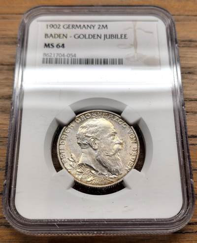 凡希社世界钱币微拍第三百二十二期 - 1902德国巴登2马克纪念银币NGC-MS64