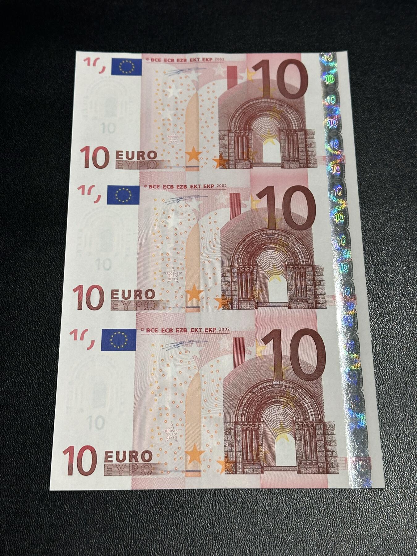 《外钞收藏家》第六百二十六期（精品场）（长期征集拍品、欢迎藏友们联系合作） 德国版一签10欧元 3连体 全新 底边轻微不绝