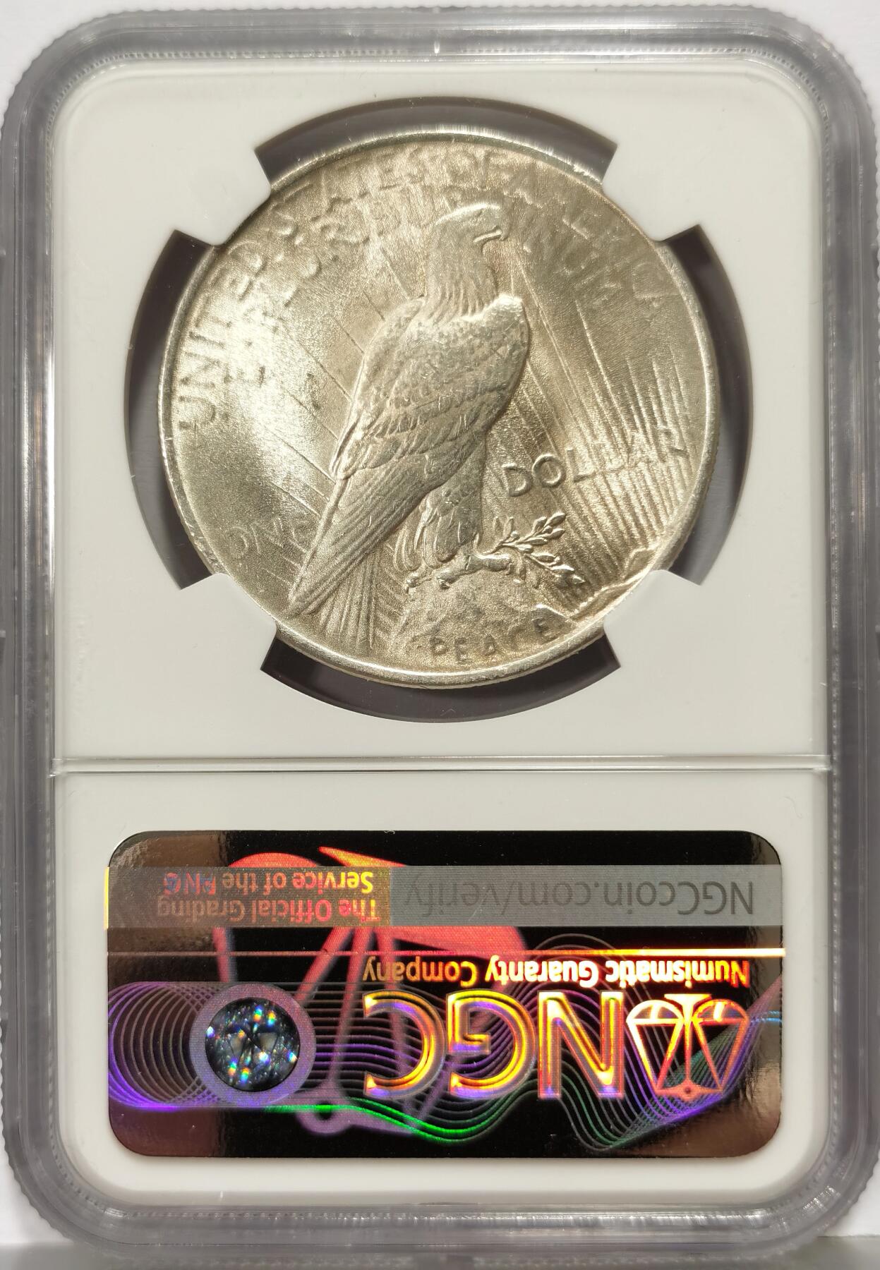 博洋堂世界钱币拍卖第168期（全场包邮） NGC MS64 美国1924年和平银币，极美卷拆全原光好品，底板状态上佳，较少见的年份，可藏状态。