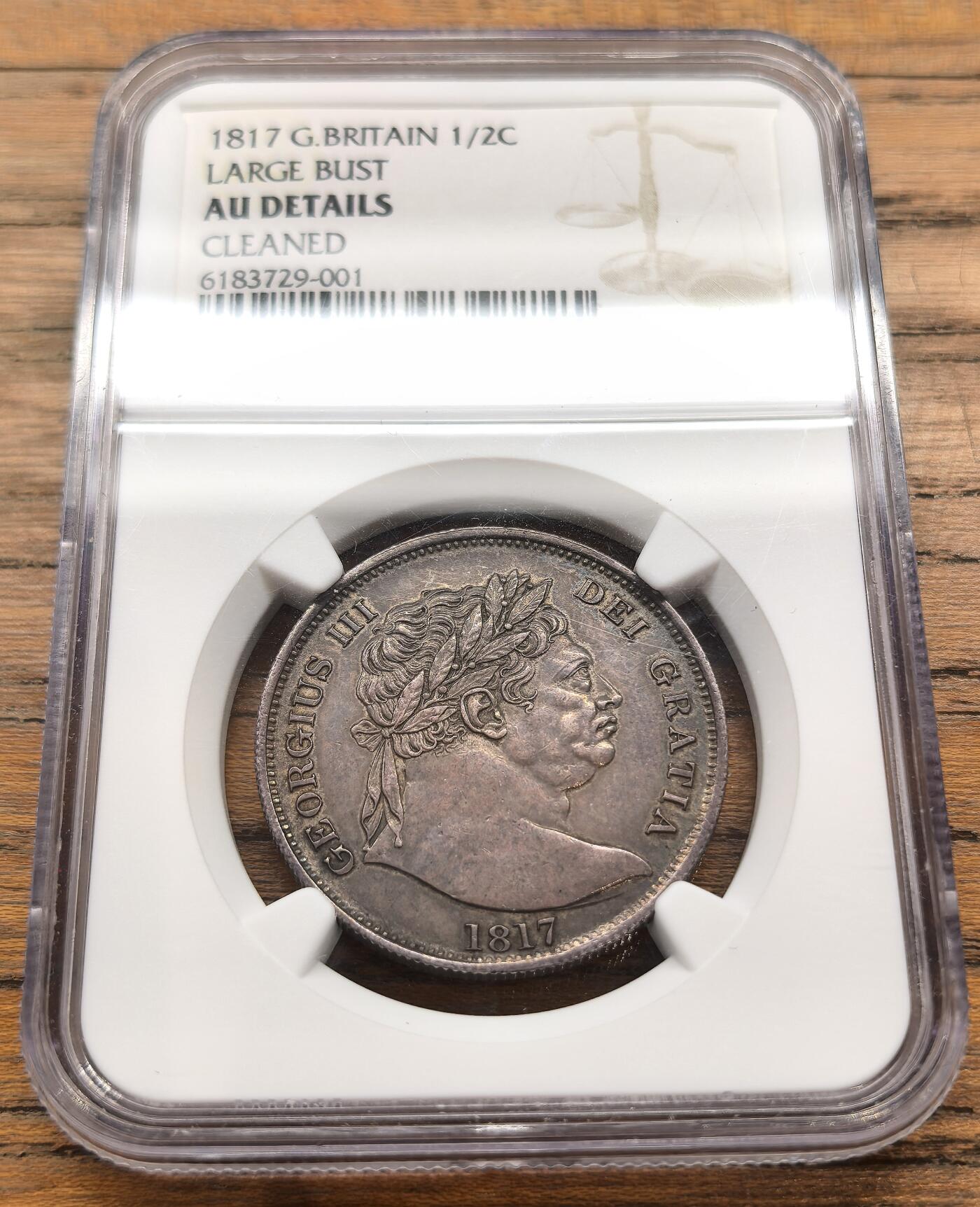 凡希社世界钱币微拍第三百二十二期 1817英国乔三牛头半克朗NGC-AUD