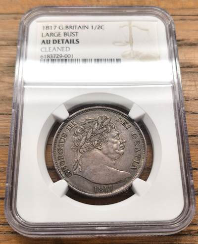 凡希社世界钱币微拍第三百二十二期 - 1817英国乔三牛头半克朗NGC-AUD